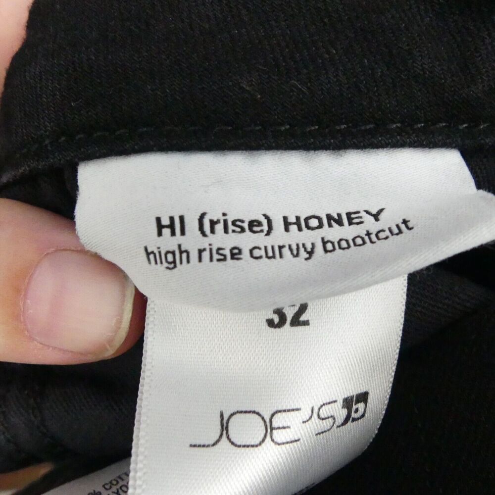 Joe's Jeans The Hi Honey High Rise Curvy Bootcut Jeans Size 32 Black Raw Hem - Picture 8 of 10